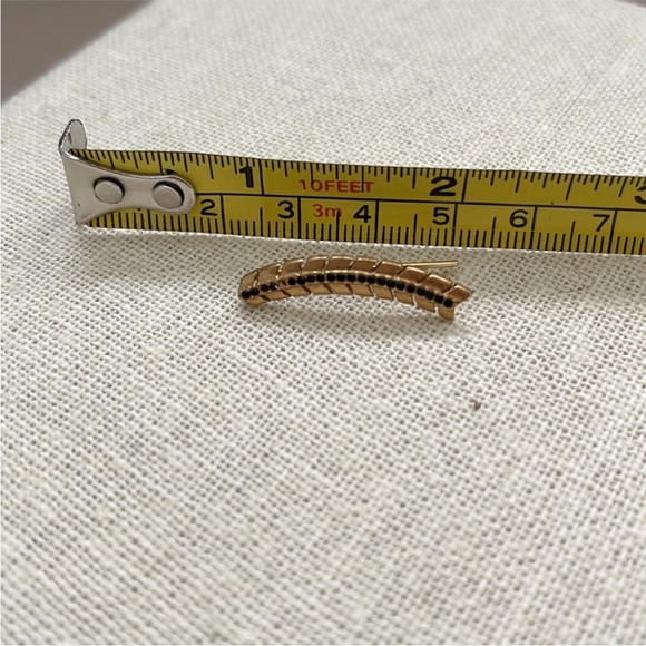 Stella & Dot Gold and Black Pave Feather Dangle earrings - Picture 3 of 3